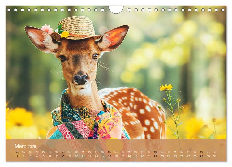 Produktbild: Waldtiere mit Stil. Tierische Trendsetter in der Natur (Wandkalender 2026 DIN A4 quer), CALVENDO Monatskalender