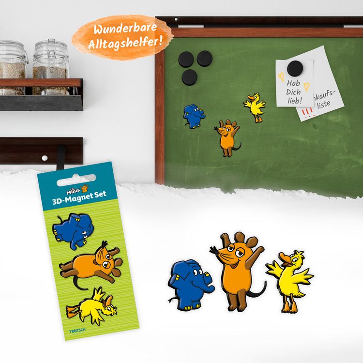 Produktbild: Tr&ouml;tsch Die Maus 3er Set Magnete Drei Freunde