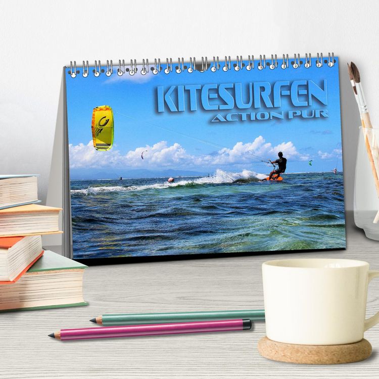 Produktbild: Kitesurfen - Action pur (Tischkalender 2026 DIN A5 quer), CALVENDO Monatskalender