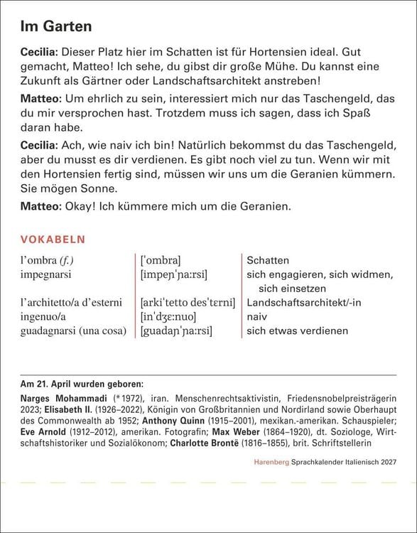 Produktbild: Italienisch Sprachkalender 2027 - Italienisch lernen leicht gemacht - Tagesabrei&szlig;kalender