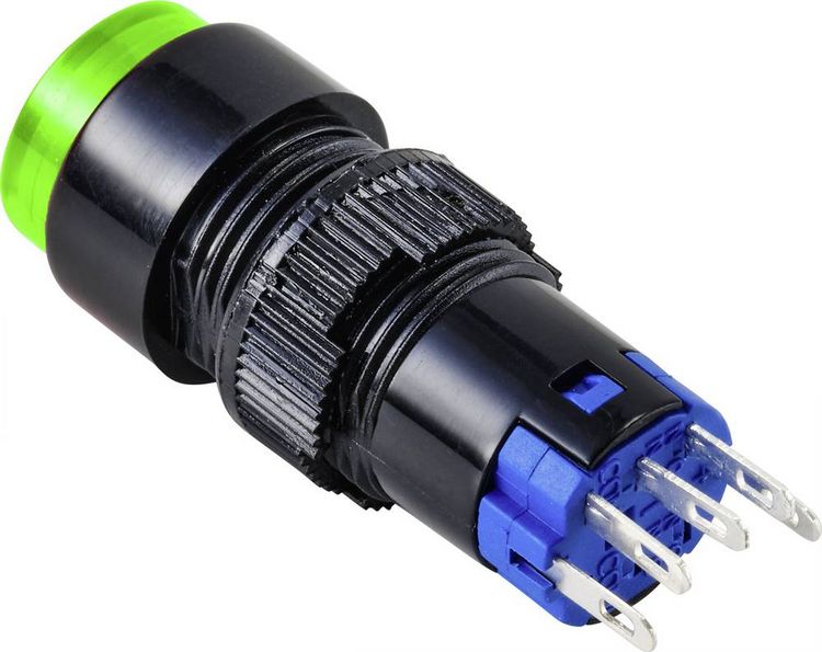 Produktbild: TRU COMPONENTS TC-9428064 LAS2Y-11/G/12V Drucktaster 250 V 3 A 1 x Aus/(Ein) tastend Gr&uuml;n IP40 1 St.