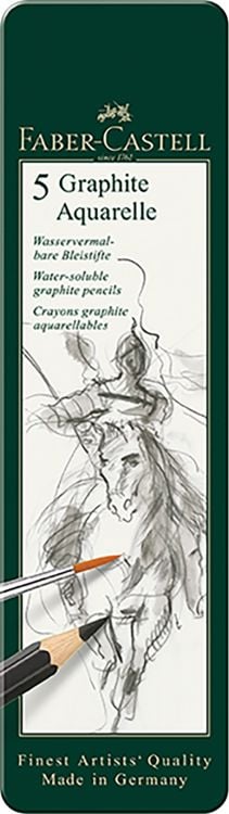 Produktbild: Faber-Castell Aquarellbleistifte Graphite Aquarelle, HB 2B 4B 6B 8B, 5er Set