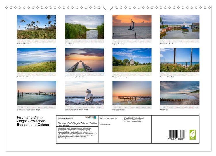 Produktbild: Fischland-Dar&szlig;-Zingst - Zwischen Bodden und Ostsee (Wandkalender 2026 DIN A3 quer), CALVENDO Monatskalender