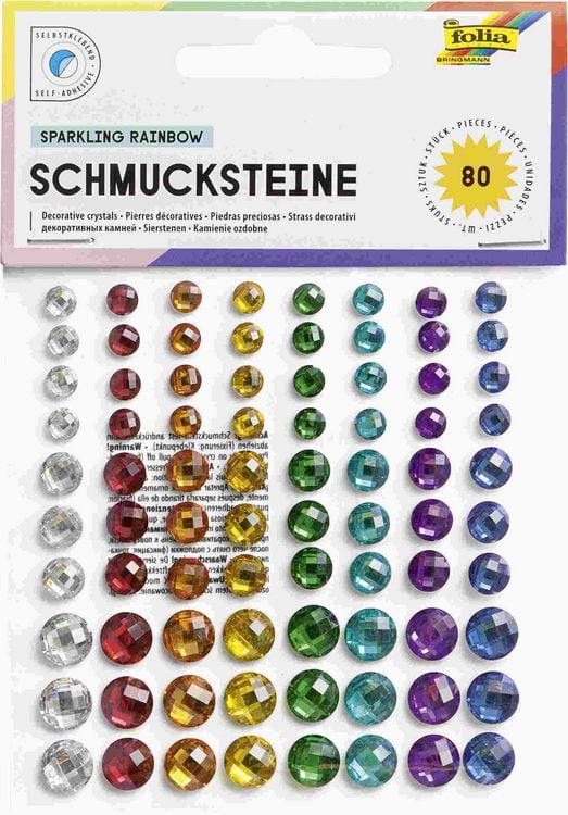 Produktbild: Folia  Schmucksteine SPARKLING RAINBOW, selbstklebend, 80 St&uuml;ck