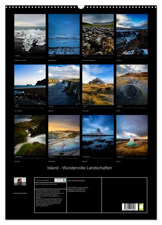 Produktbild: Island - Wundervolle Landschaften (Wandkalender 2026 DIN A2 hoch), CALVENDO Monatskalender