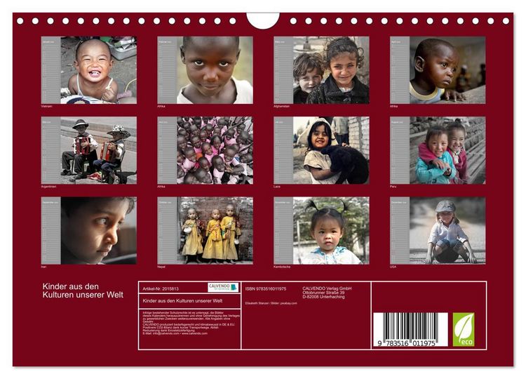 Produktbild: Kinder aus den Kulturen unserer Welt (Wandkalender 2026 DIN A4 quer), CALVENDO Monatskalender