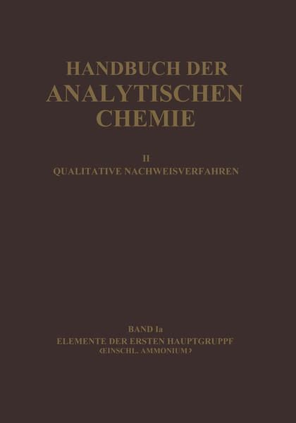 Produktbild: Elemente der Ersten Hauptgruppe Einschl. Ammonium