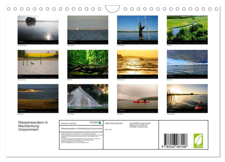 Produktbild: Wasserwandern in Mecklenburg-Vorpommern (Wandkalender 2026 DIN A4 quer), CALVENDO Monatskalender