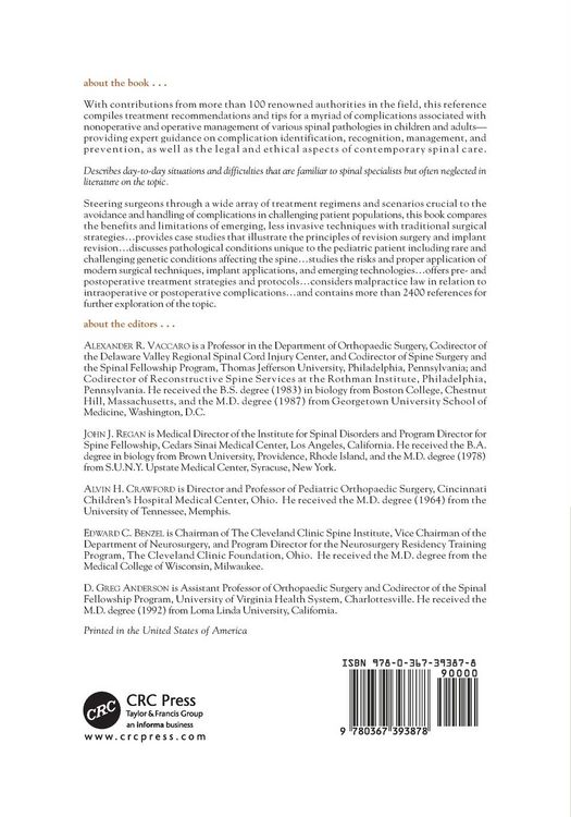 Produktbild: Complications of Pediatric and Adult Spinal Surgery