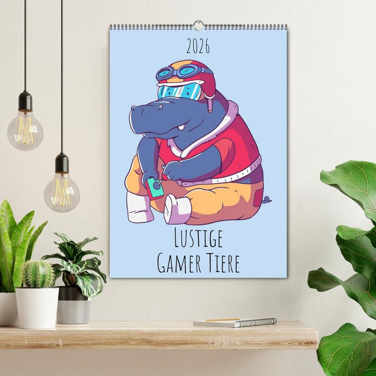 Produktbild: Lustige Gamer Tiere (Wandkalender 2026 DIN A2 hoch), CALVENDO Monatskalender