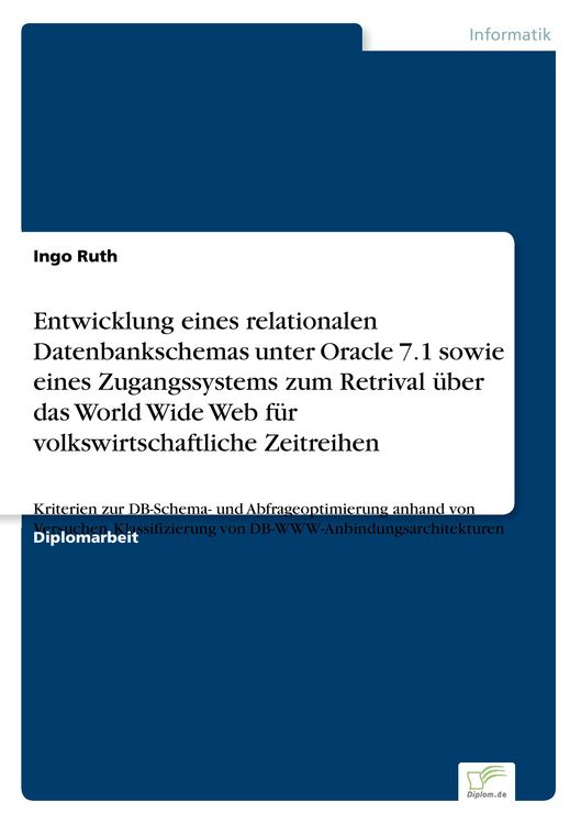 Produktbild: Entwicklung eines relationalen Datenbankschemas unter Oracle 7.1 sowie eines Zug