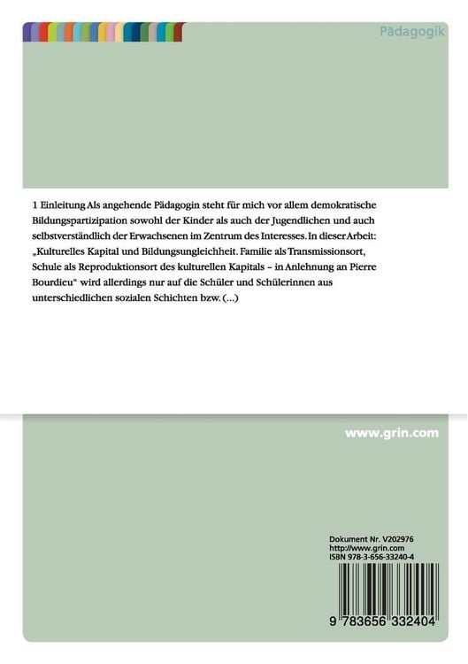 Produktbild: Kulturelles Kapital und Bildungsungleichheit