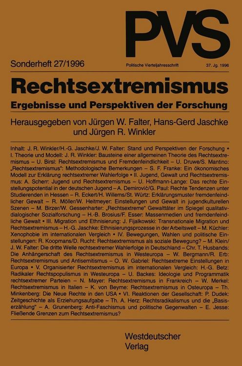 Bild vom Artikel Rechtsextremismus vom Autor Hans-Gerd Jaschke
