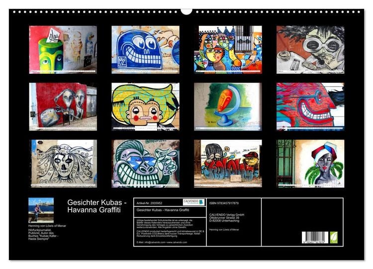 Produktbild: Gesichter Kubas - Havanna Graffiti (Wandkalender 2026 DIN A2 quer), CALVENDO Monatskalender