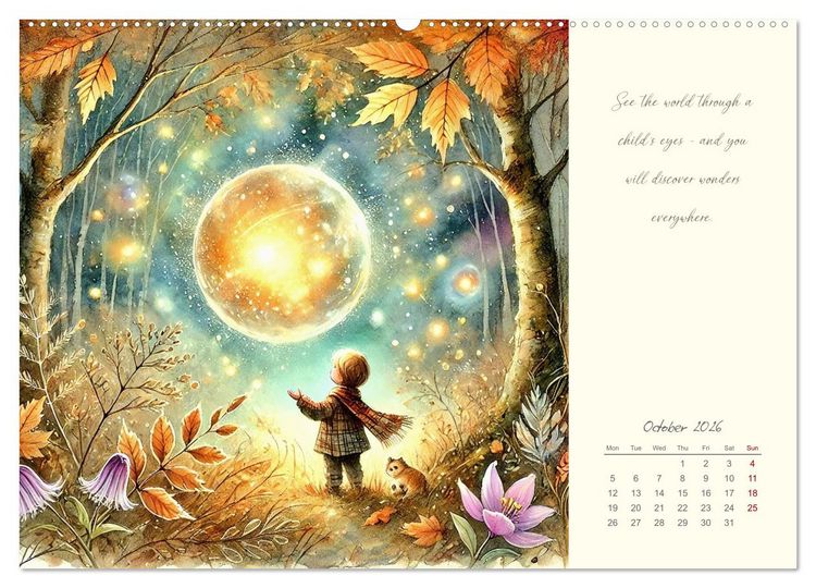 Produktbild: Magic with your inner child - 12 months full of wonder and joy (High Quality Premium Wall Calendar 2026 DIN A2 landscape),CALVENDO 12 Month Wall Calendar