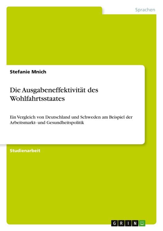 Produktbild: Die Ausgabeneffektivit&auml;t des Wohlfahrtsstaates