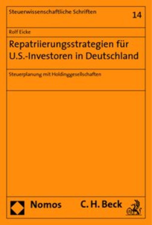 Produktbild: Repatriierungsstrategien f&uuml;r U.S.-Investoren in Deutschland