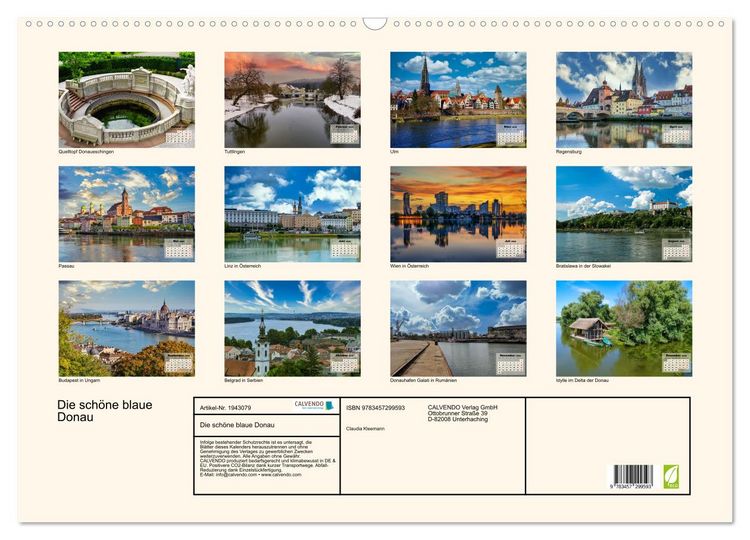 Produktbild: Die sch&ouml;ne blaue Donau (Wandkalender 2026 DIN A2 quer), CALVENDO Monatskalender