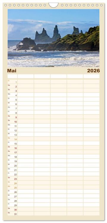 Produktbild: Familienplaner 2026 - Island - Land zwischen Feuer und Eis mit 5 Spalten (Wandkalender, 21 x 45 cm) CALVENDO