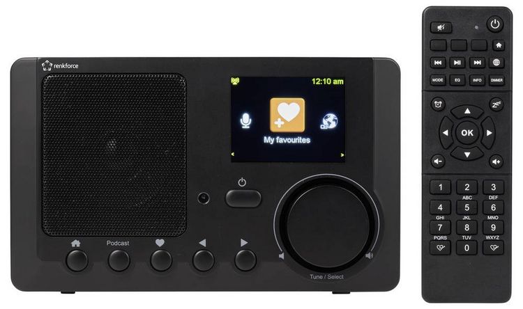 Produktbild: Renkforce RF-IR-MONO2 Internet Tischradio Internet Bluetooth&reg;, Internetradio, DLNA Inkl. Fernbedienung, DLNA-f&auml;hig, Weckfunktion Black