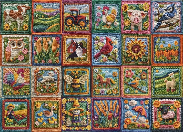 Produktbild: COBBLE HILL PUZZLES - H&auml;kel Patchwork Bauernhof 1000 Teile