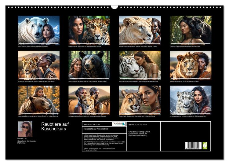 Produktbild: Raubtiere auf Kuschelkurs (Wandkalender 2026 DIN A2 quer), CALVENDO Monatskalender