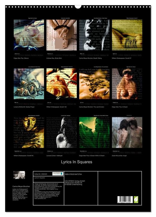 Produktbild: Lyrics In Squares (Wandkalender 2026 DIN A2 hoch), CALVENDO Monatskalender