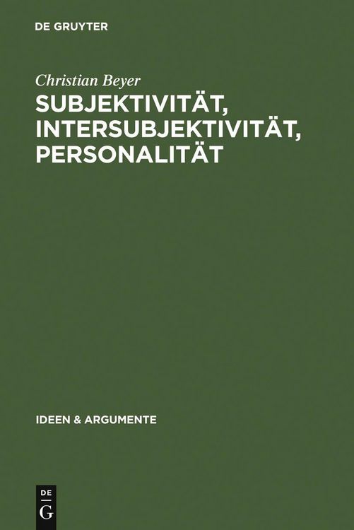 Produktbild: Subjektivit&auml;t, Intersubjektivit&auml;t, Personalit&auml;t