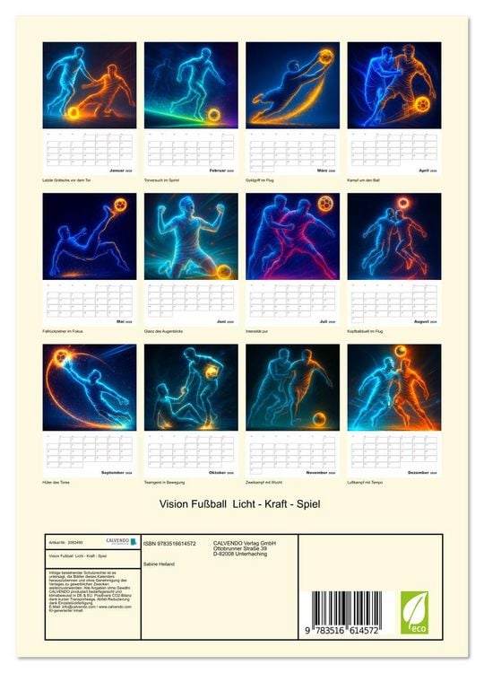 Produktbild: Vision Fu&szlig;ball Licht - Kraft - Spiel (Wandkalender 2026 DIN A4 hoch), CALVENDO Monatskalender