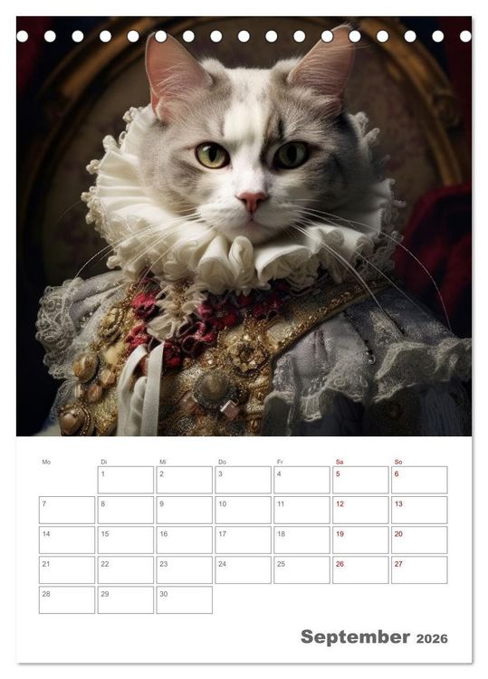 Produktbild: Royale Katzen Portraits (Tischkalender 2026 DIN A5 hoch), CALVENDO Monatskalender