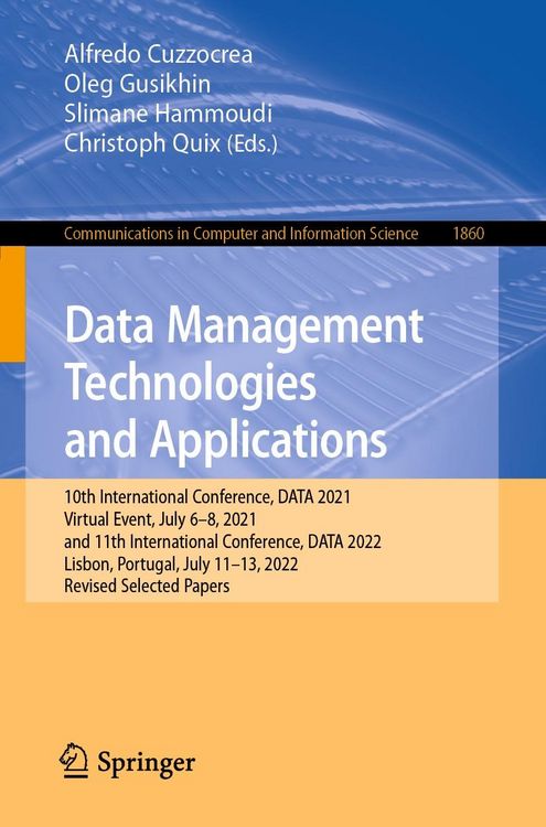Produktbild: Data Management Technologies and Applications