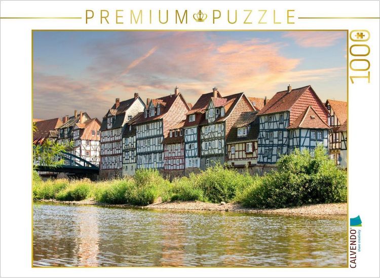 Produktbild: CALVENDO Puzzle Historische H&auml;userzeile an der Fulda | 1000 Teile Lege-Gr&ouml;&szlig;e 64x48cm Foto-Puzzle f&uuml;r gl&uuml;ckliche Stunden