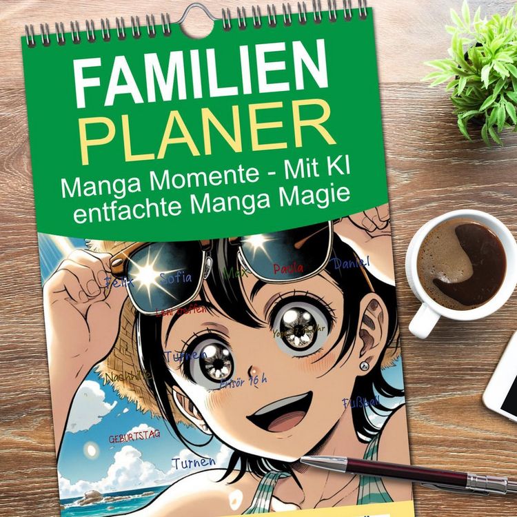 Produktbild: Familienplaner 2026 - Manga Momente - Mit KI entfachte Manga Magie mit 5 Spalten (Wandkalender, 21 x 45 cm) CALVENDO