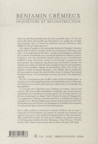 Produktbild: Inqui&eacute;tudes et reconstructions