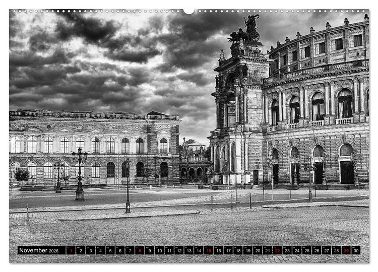 Produktbild: Dresden Faszination Schwarz Weiss (Wandkalender 2026 DIN A2 quer), CALVENDO Monatskalender