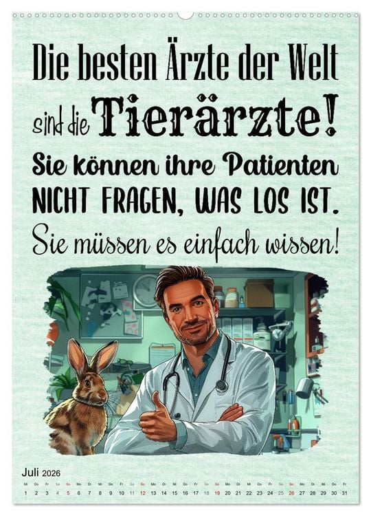 Produktbild: Tierarztspr&uuml;che (Wandkalender 2026 DIN A2 hoch), CALVENDO Monatskalender