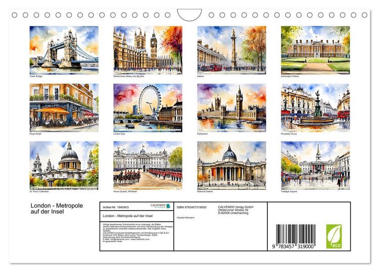 Produktbild: London - Metropole auf der Insel (Wandkalender 2026 DIN A4 quer), CALVENDO Monatskalender