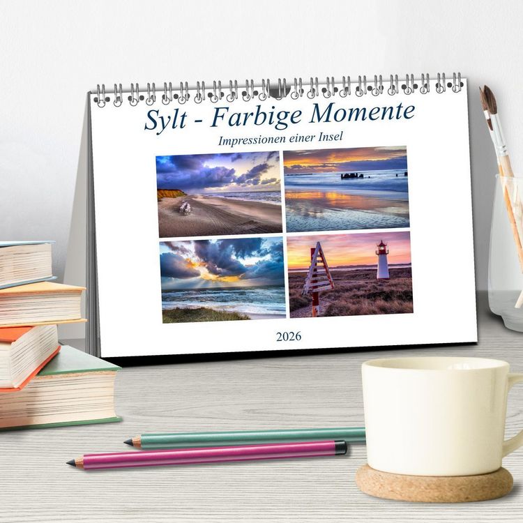 Produktbild: Sylt - Farbige Momente (Tischkalender 2026 DIN A5 quer), CALVENDO Monatskalender