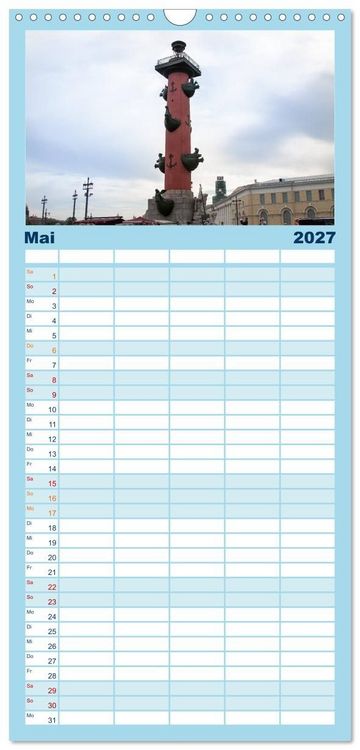 Produktbild: Familienplaner 2027 - Sankt Petersburg - "Venedig des Nordens" mit 5 Spalten (Wandkalender, 21 x 45 cm) CALVENDO
