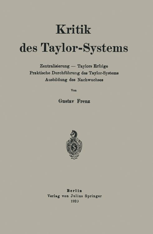 Produktbild: Kritik des Taylor-Systems