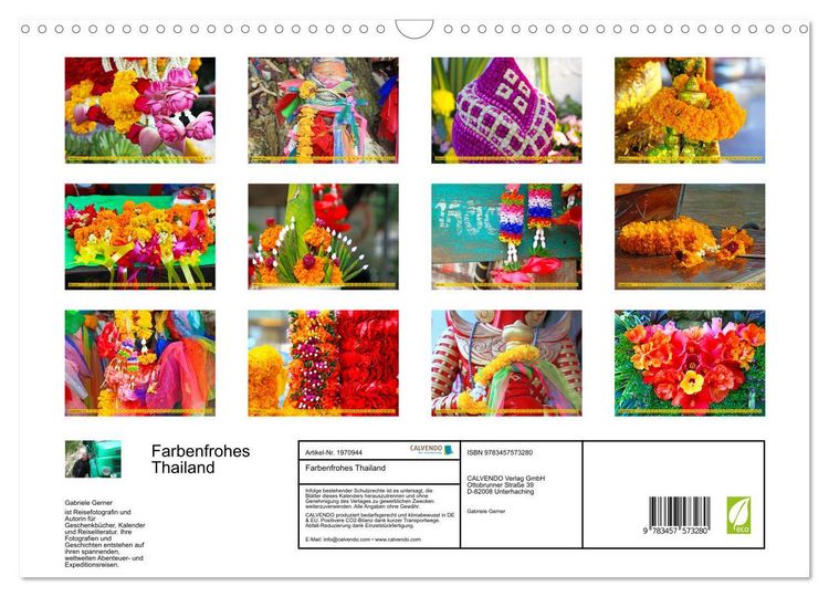 Produktbild: Farbenfrohes Thailand (Wandkalender 2026 DIN A3 quer), CALVENDO Monatskalender