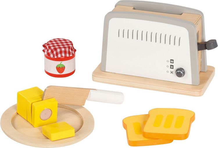 Produktbild: Goki 51507 - Toaster, 10-teilig, Holz, Zubeh&ouml;r f&uuml;r Kinderk&uuml;che