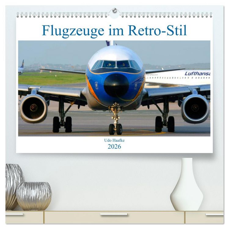 Produktbild: Flugzeuge im Retro-Stil (hochwertiger Premium Wandkalender 2026 DIN A2 quer), Kunstdruck in Hochglanz