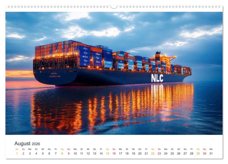 Produktbild: Containerschiffe - Giganten im Fokus (hochwertiger Premium Wandkalender 2026 DIN A2 quer), Kunstdruck in Hochglanz
