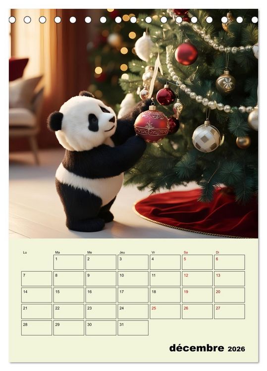 Produktbild: Les pandas rigolos - Une ann&eacute;e de douceur et de rires (Calendrier de bureau 2026 DIN A5 horizontal), CALVENDO calendrier mensuel