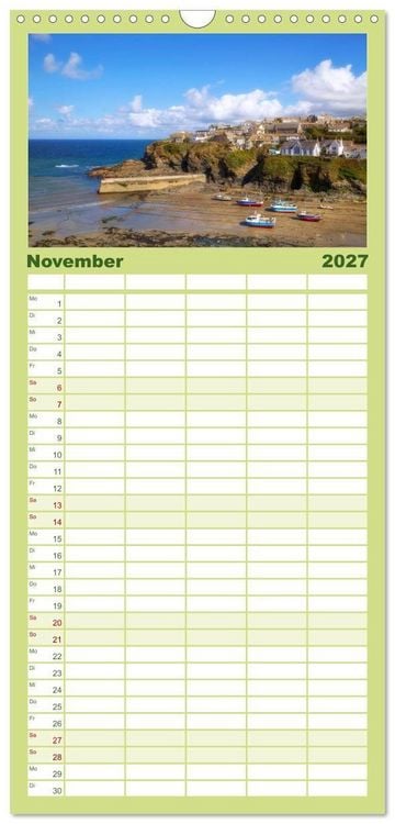 Produktbild: Familienplaner 2027 - Cornwall mit 5 Spalten (Wandkalender, 21 x 45 cm) CALVENDO