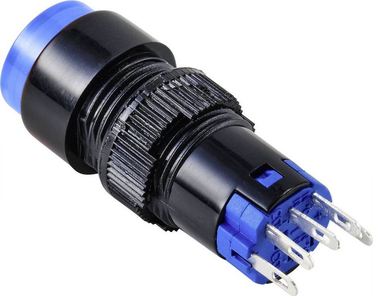 Produktbild: TRU COMPONENTS TC-9428068 LAS2Y-11/B/12V Drucktaster 250 V 3 A 1 x Aus/(Ein) tastend Blau IP40 1 St.