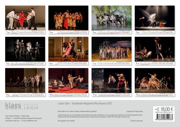 Produktbild: Tanztheater Wuppertal Pina Bausch 2027 Bildkalender A3 Spiralbindung