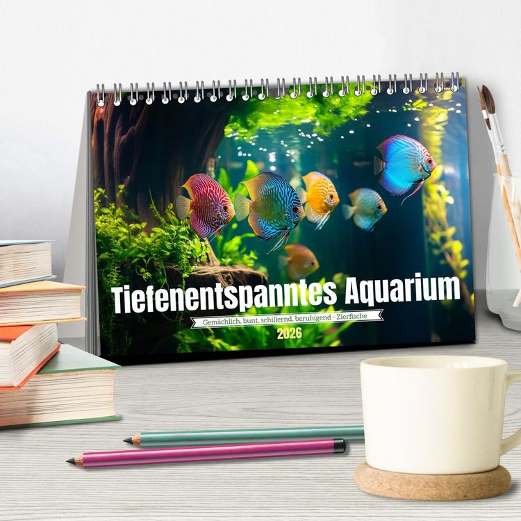 Produktbild: Tiefenentspanntes Aquarium (Tischkalender 2026 DIN A5 quer), CALVENDO Monatskalender