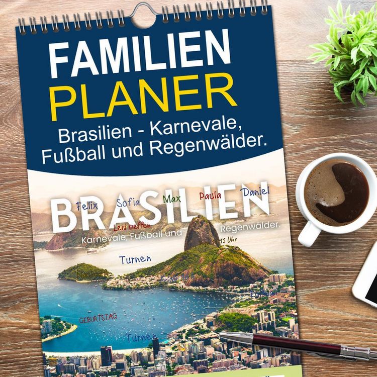 Produktbild: Familienplaner 2026 - Brasilien - Karnevale, Fu&szlig;ball und Regenw&auml;lder. mit 5 Spalten (Wandkalender, 21 x 45 cm) CALVENDO